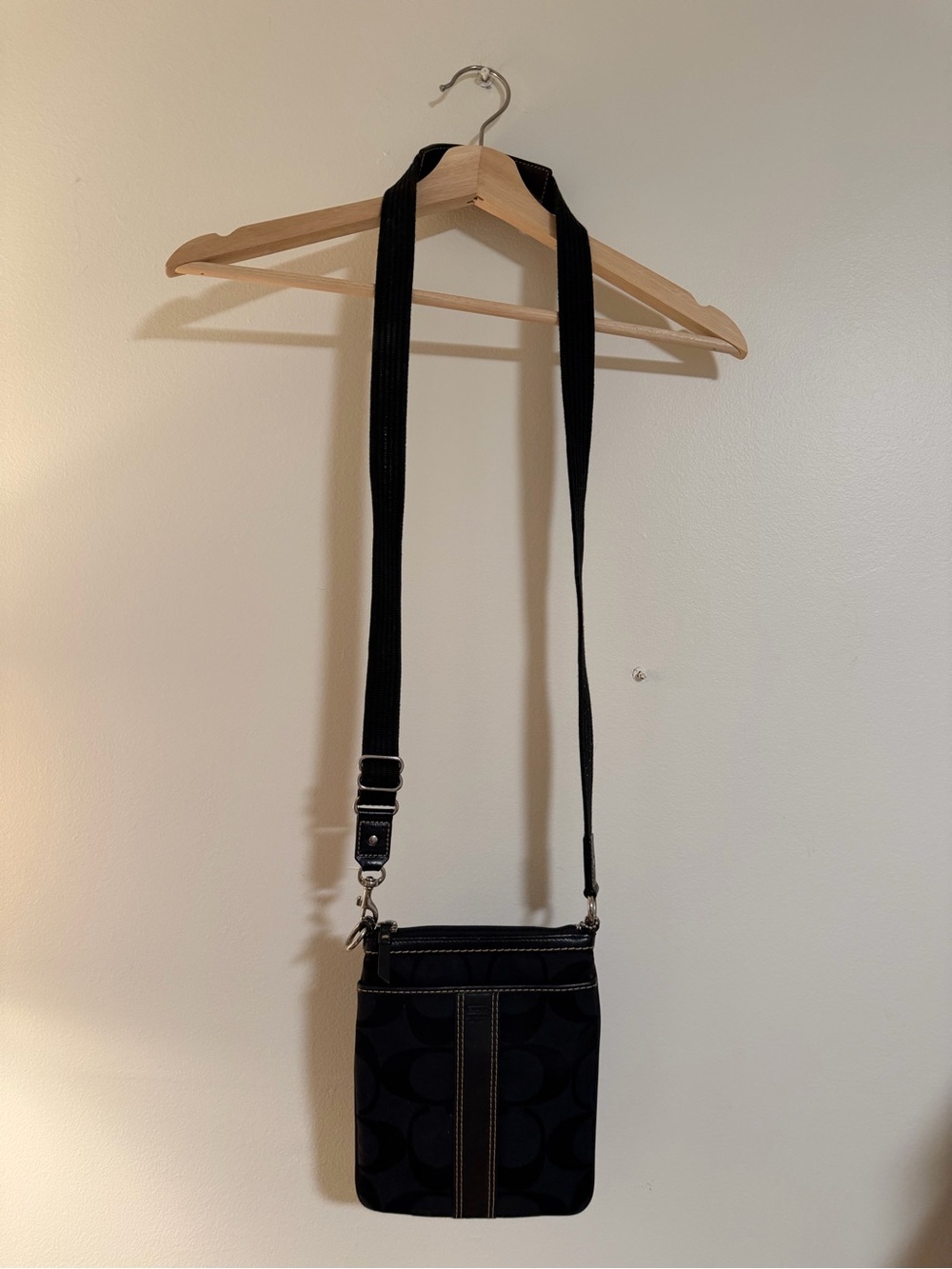 Coach Black Signature Jacquard Crossbody Bag Adjustable Strap